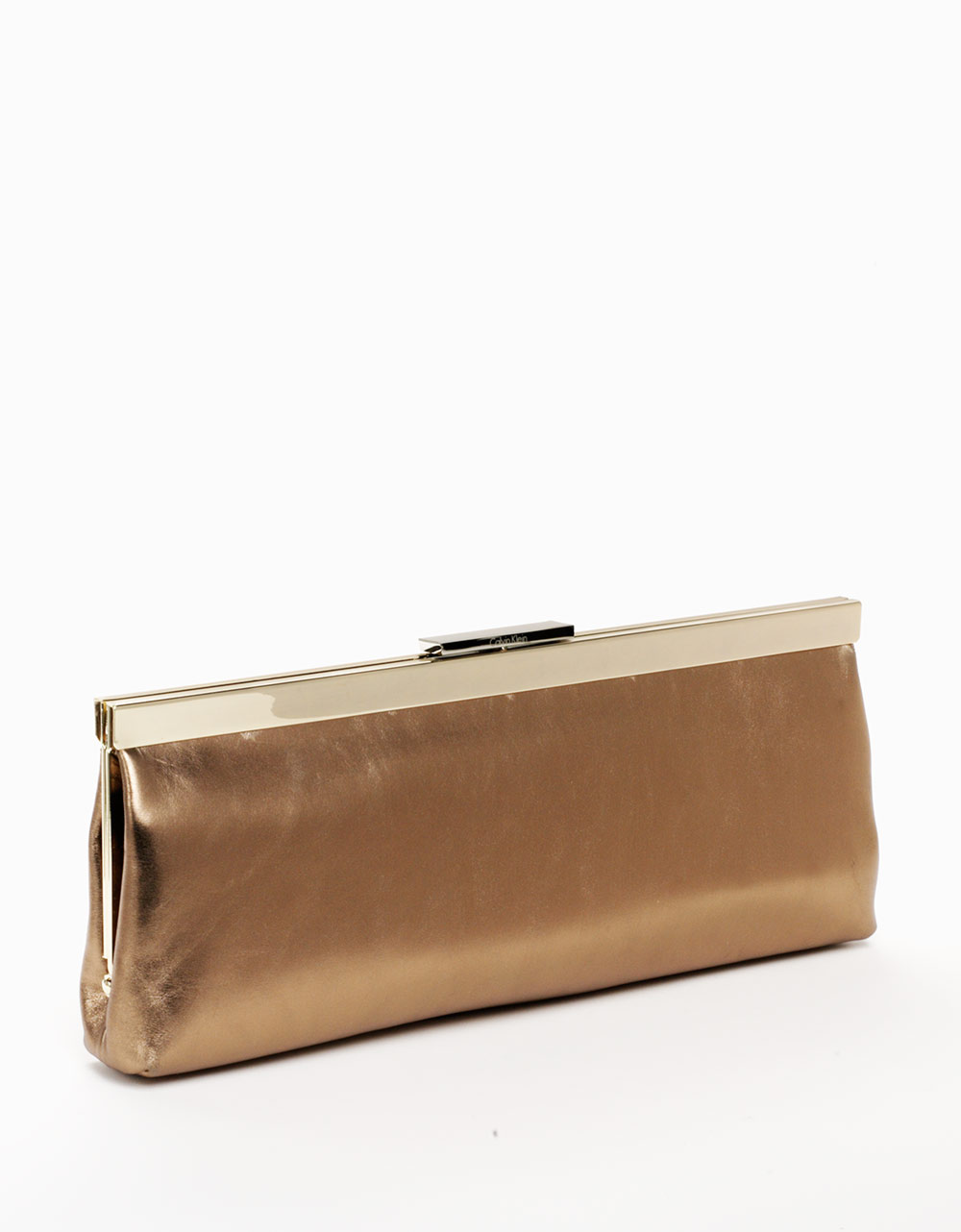 Calvin klein Matte Leather Clutch Bag in Brown Lyst