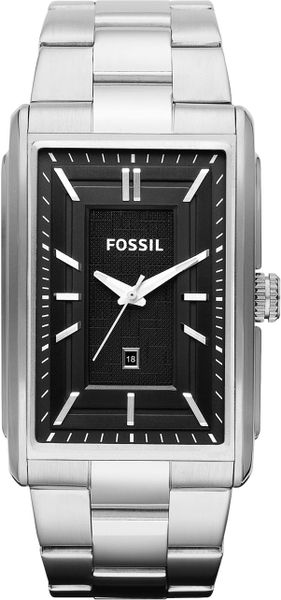 Fossil Truman Rectangular Bracelet Watch in Silver (silver/ black) | Lyst