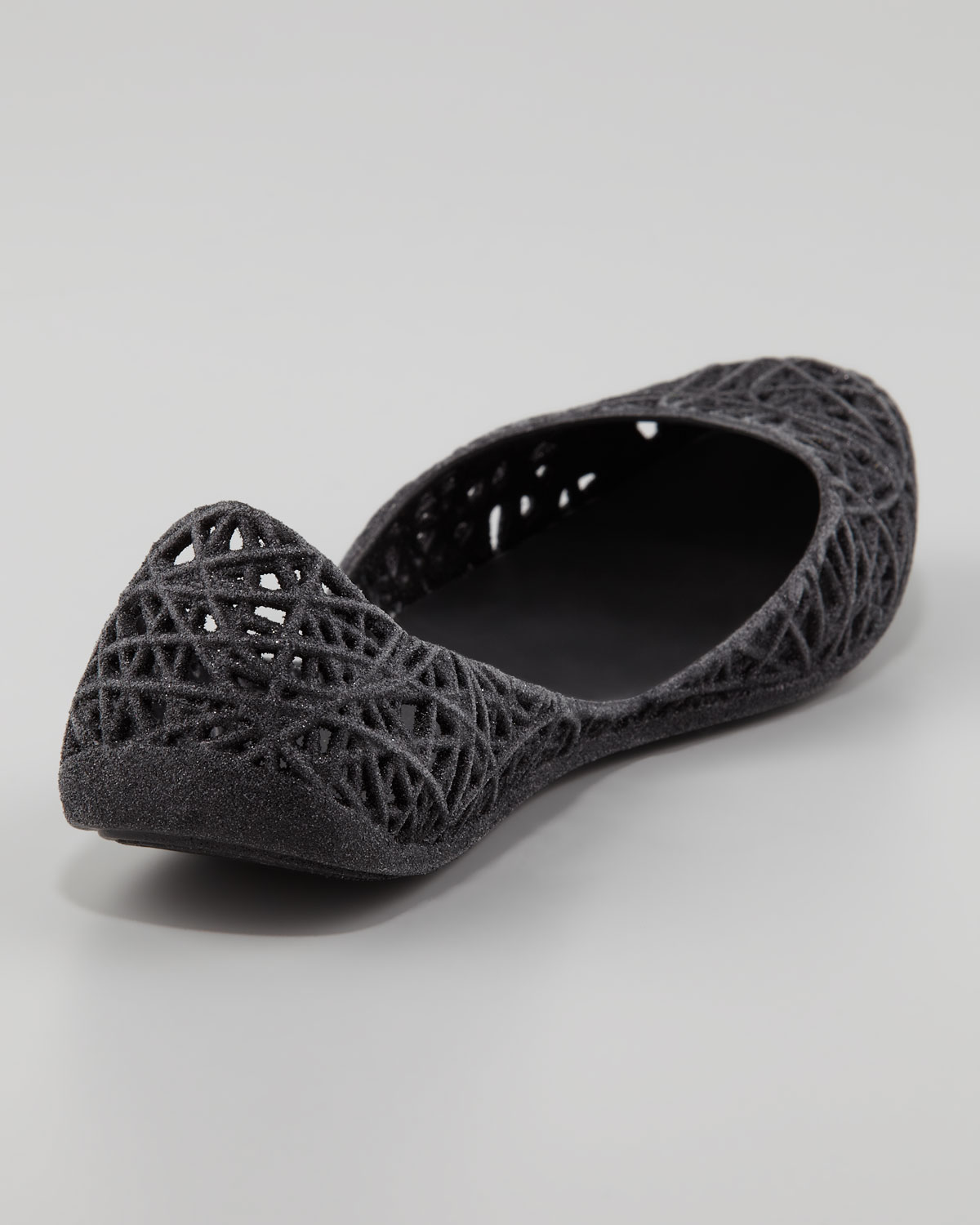 Melissa Womens Melissa Campana Papel Iii Glitter Jelly Flats Black in