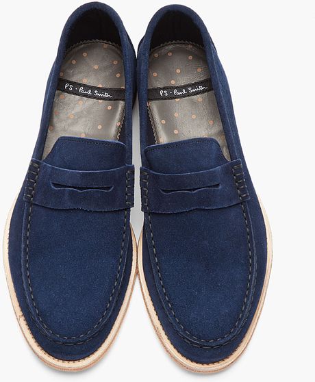 Ps By Paul Smith Navy Suede Amalfi Nappato Loafers in Blue for Men ...