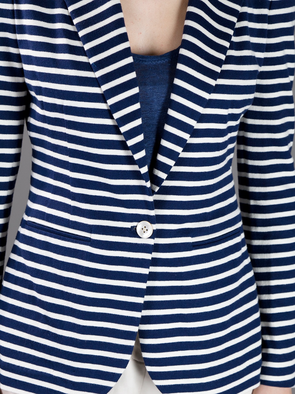 SHOP WOMENS Casual Light Blue Blazer With White Stripes