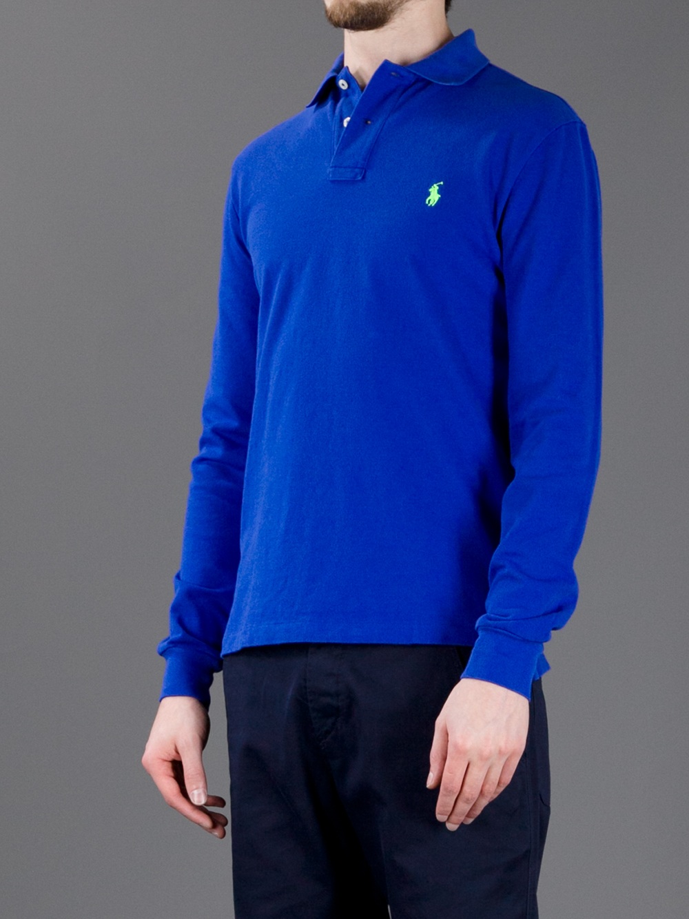 ralph lauren long sleeve polo blue