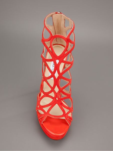 Jimmy Choo Strappy Sandal in Red | Lyst