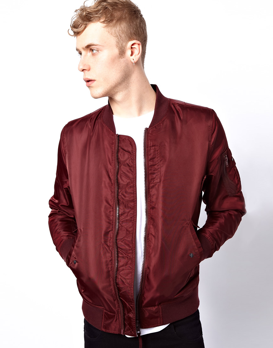 Lyst Asos Bomber Jacket in Red for Men