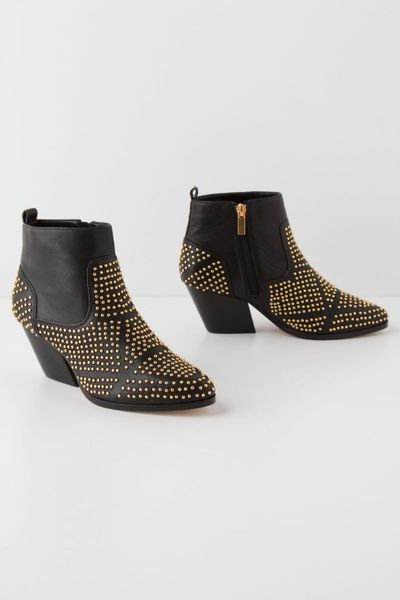 Anthropologie Maddie Studded Booties in Gold (black) | Lyst