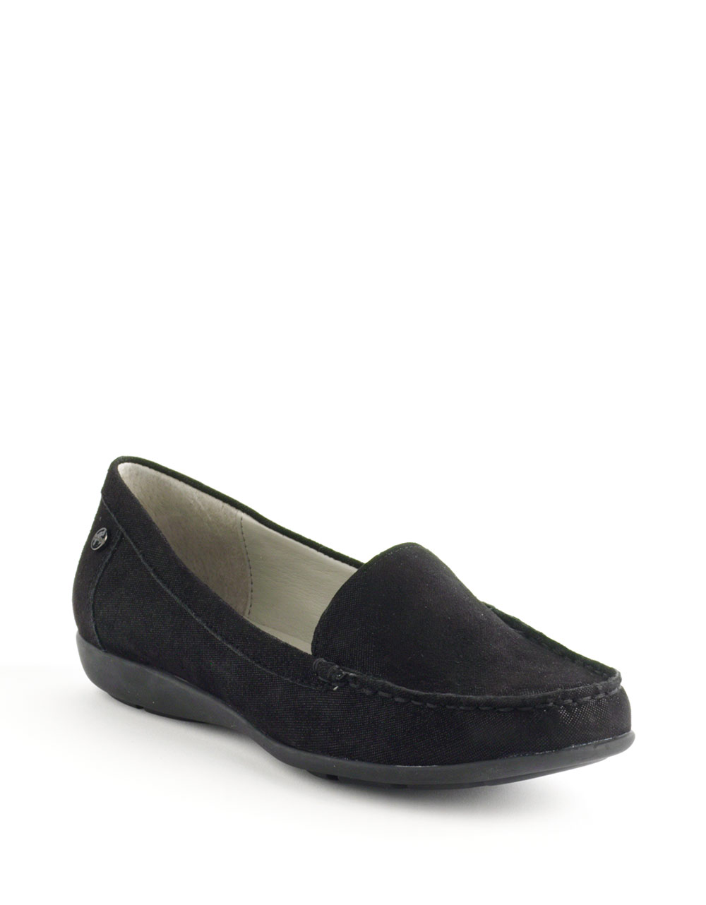 Lyst - Calvin Klein Shimmer Suede Flat Loafers in Black