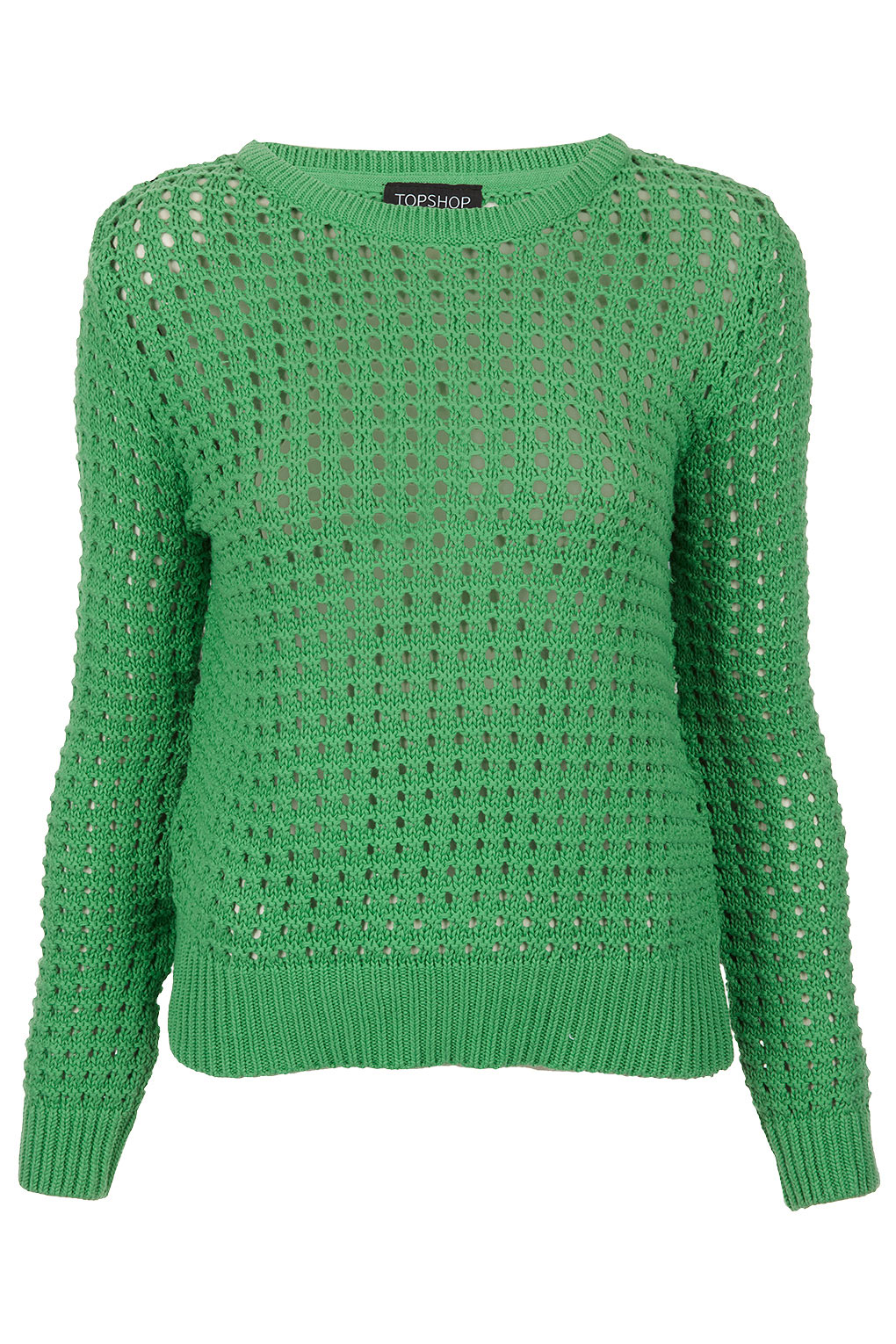 Topshop Knitted Grid Stitch Jumper in Green | Lyst