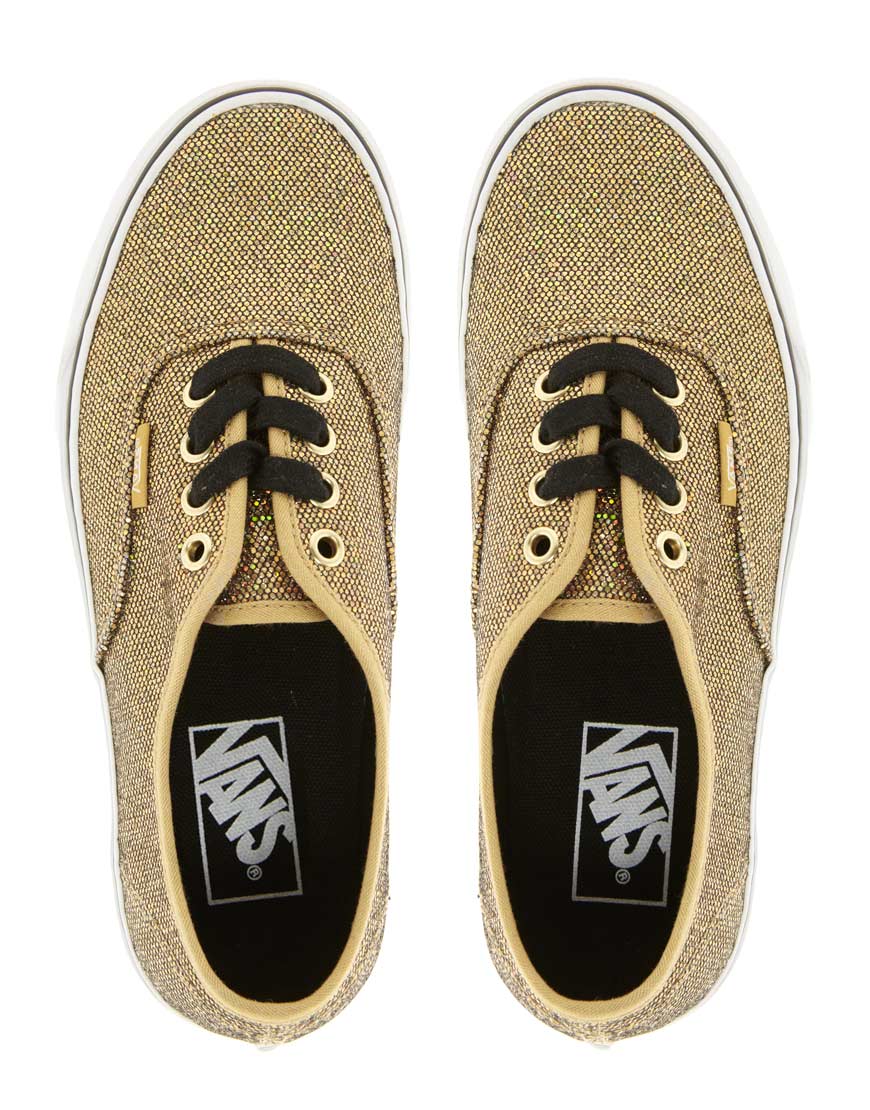 vans authentic gold glitter trainers