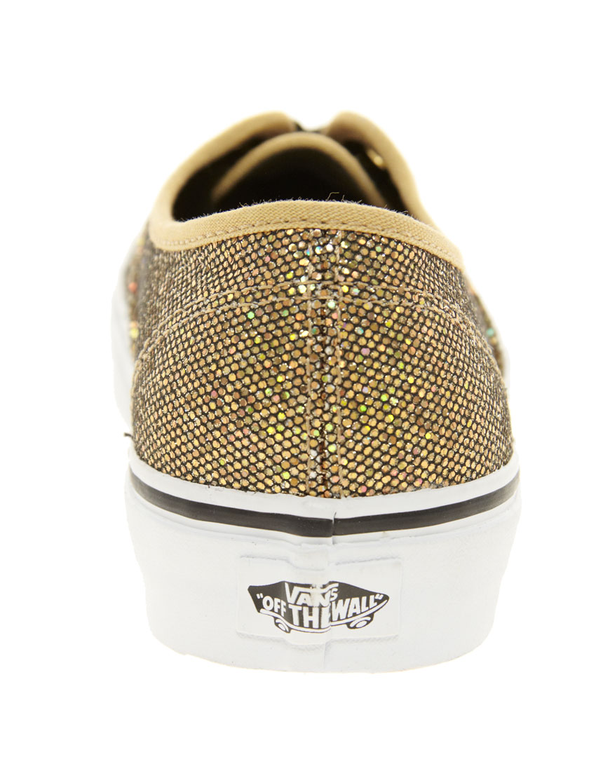 vans authentic gold glitter trainers