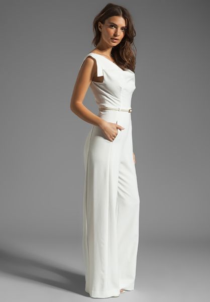 Black Halo Jackie Jumpsuit in White (winter white) | Lyst
