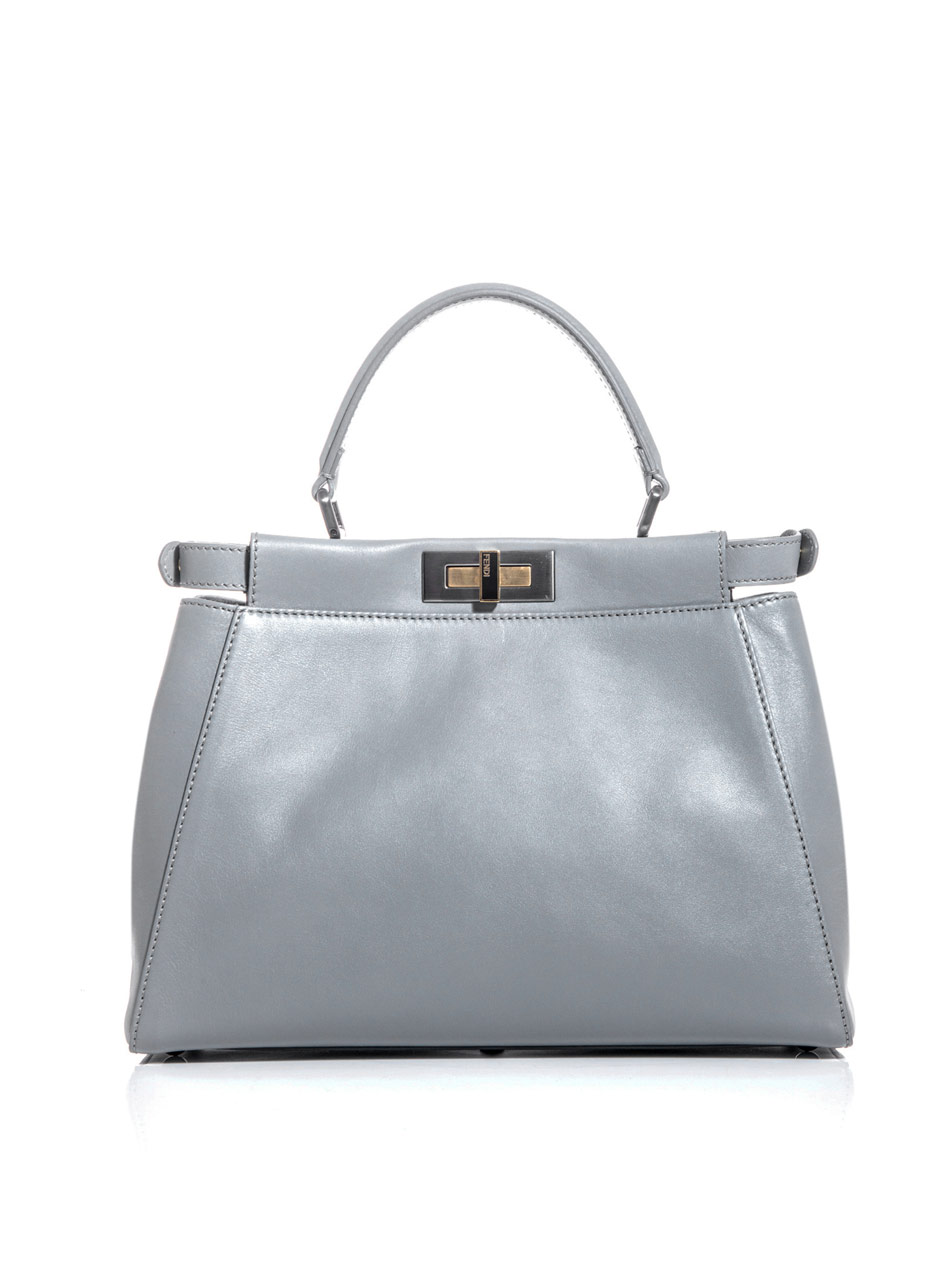 Fendi Peekaboo Leather Bag in Gray (grey) | Lyst