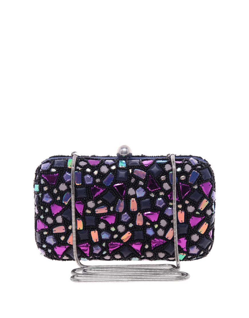 Lyst - French connection Mosaic Box Clutch Bag in Purple