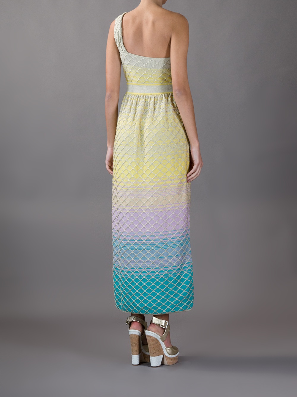 M missoni One Shoulder Knit Dress in Multicolor (yellow) Lyst