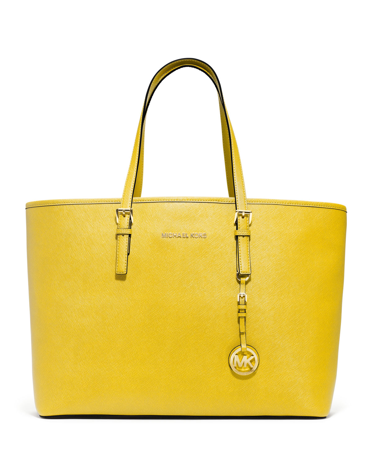 Lyst - Michael Kors Saffiano Tote in Yellow