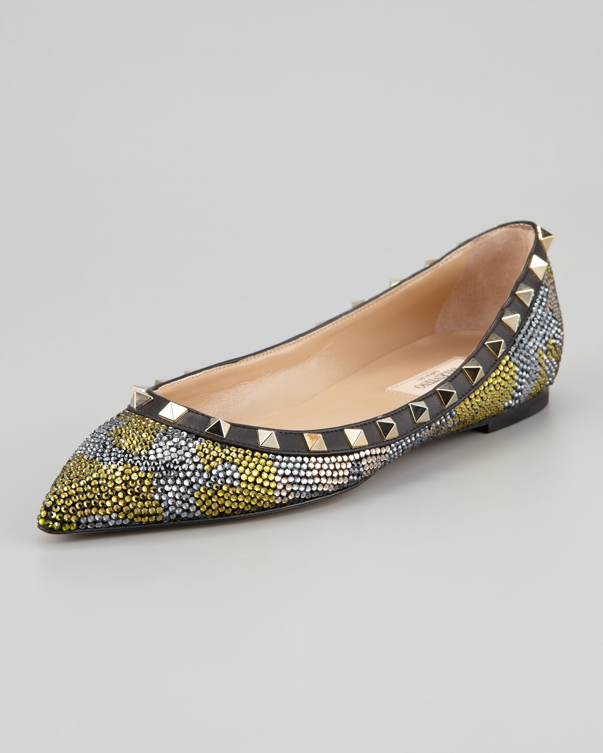 valentino rockstud ballerina flats black