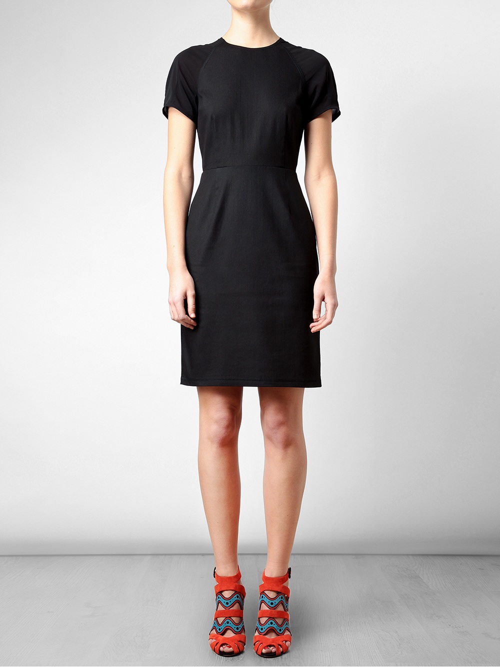 Acne Studios Lucille Denim and Chiffon Dress in Black | Lyst
