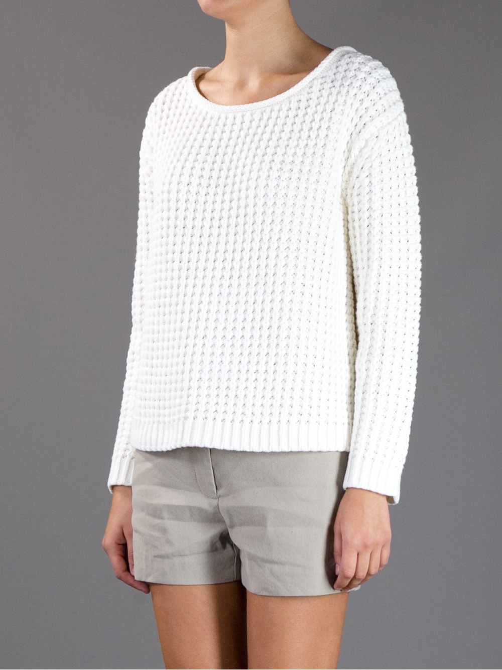 Acne Sapata Boxy Knit Sweater in White Lyst