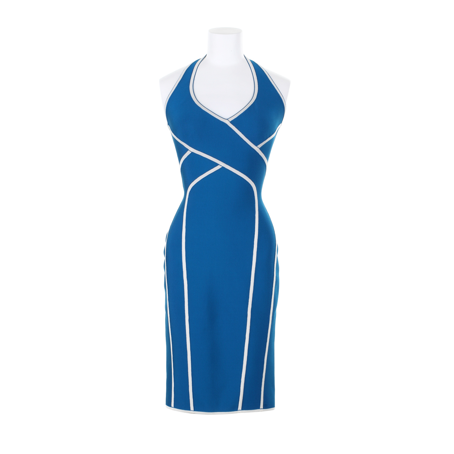 Hervé L. Leroux Dress in A Technic Jersey Blend Of Viscose in Blue | Lyst