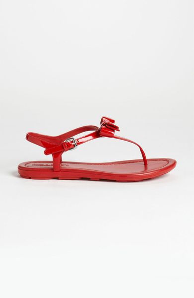 Prada Linea Rossa Prada Thong Sandal in Red (end of color list red) | Lyst