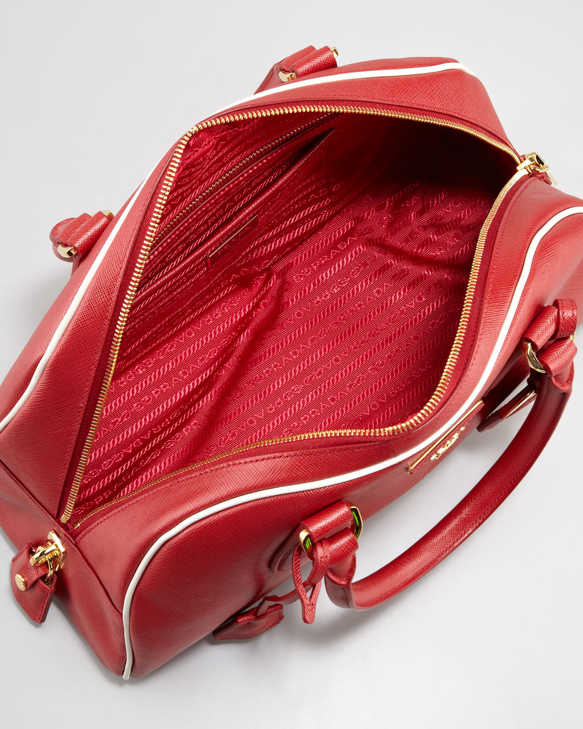 authentic prada bags cheap - Prada Medium Doublehandle Dome Tote Bag in Red (red/white) | Lyst