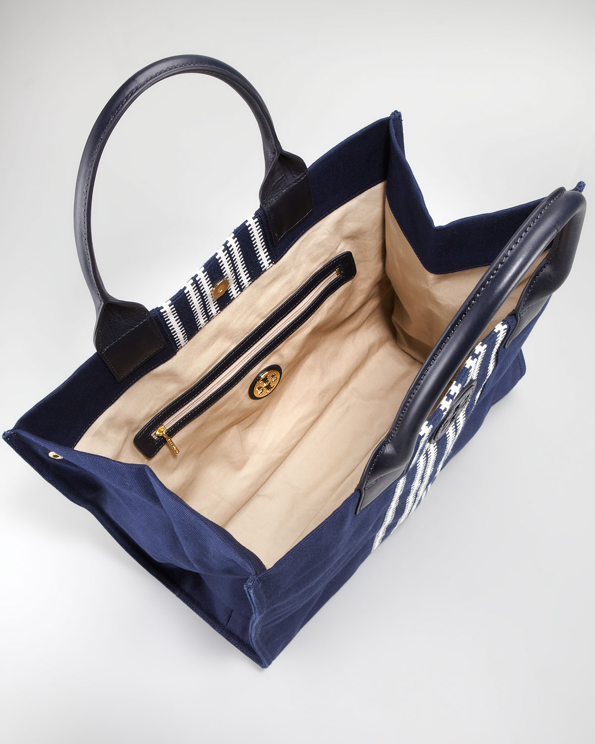 Tory Burch Ella Striped Canvas Tote Bag in Blue Lyst