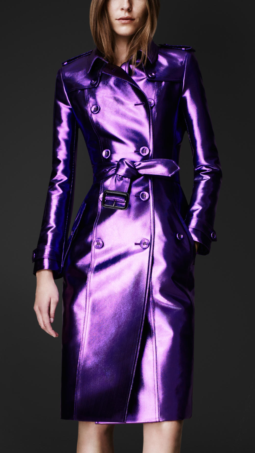 Burberry Prorsum Bright Metallic Trench Coat in Purple | Lyst