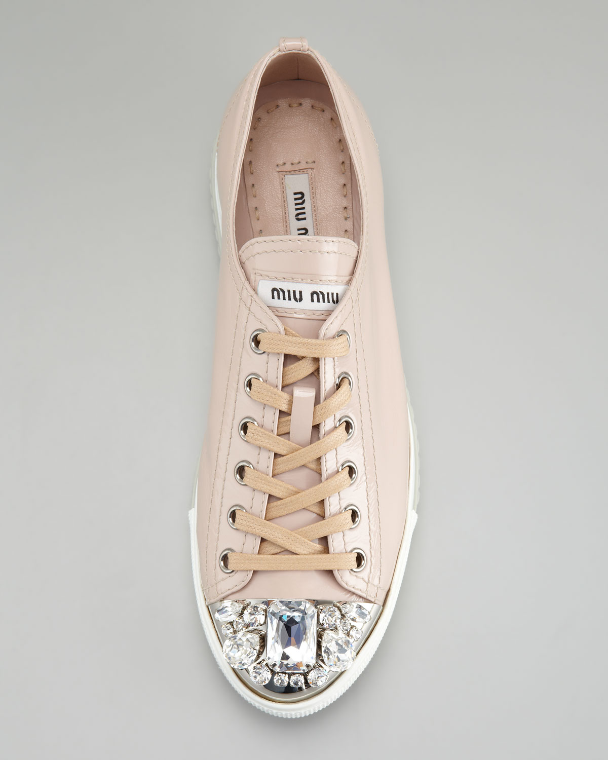 Miu Miu Jeweled Captoe Sneaker in Pink 