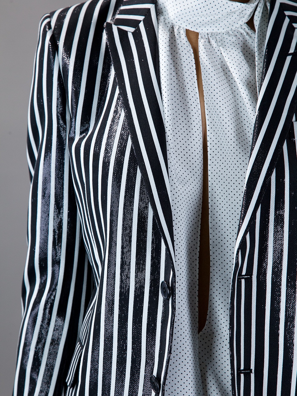 Black and store white stripe blazer