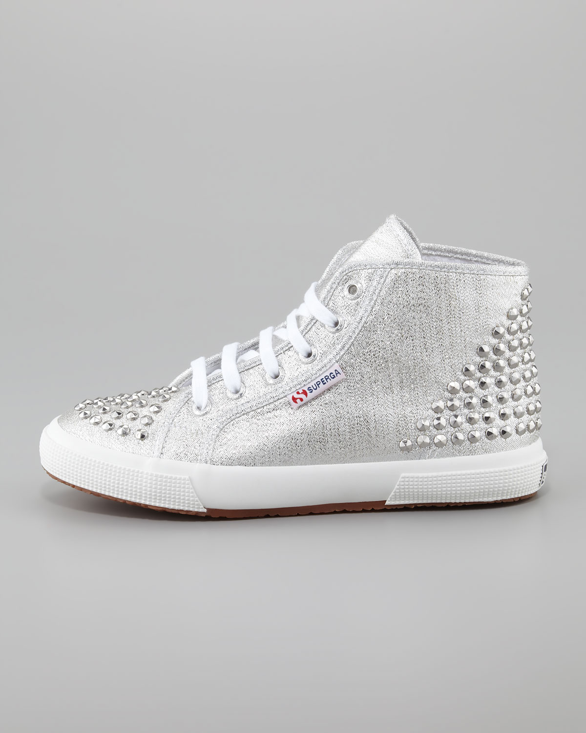Download Superga Studded Metallic Canvas Hitop Sneaker Silver - Lyst
