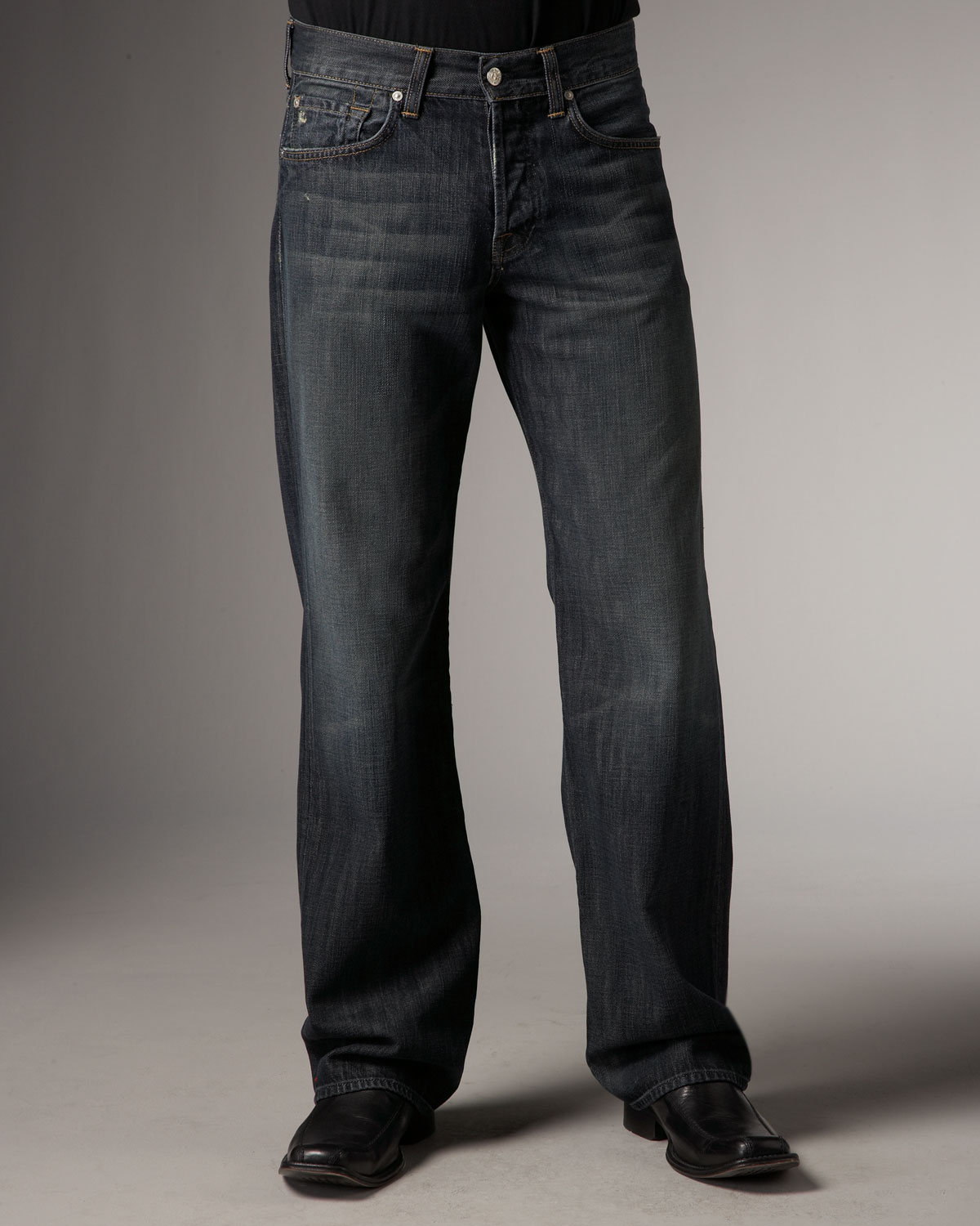 7 For All Mankind Montana Relaxed Jeans in Dark Blue (Black) for Men - Lyst