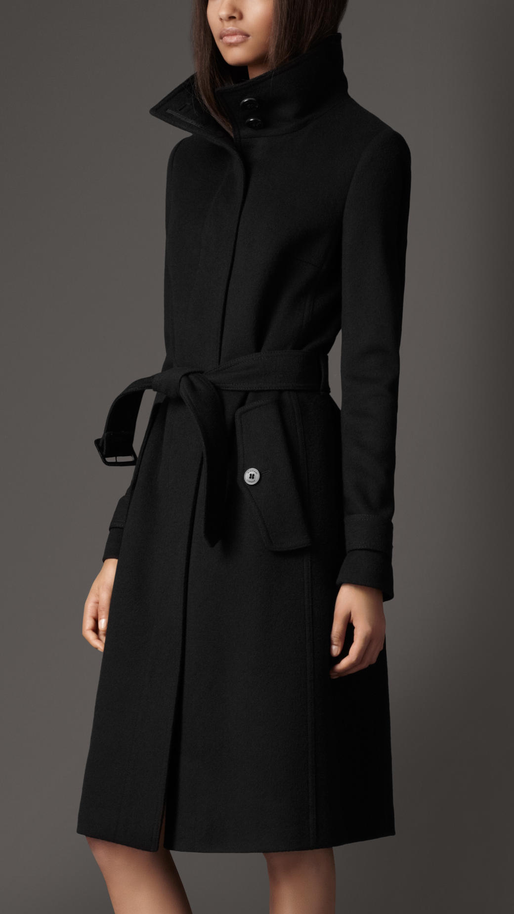 Burberry Wool Cashmere Coat in Black - Lyst