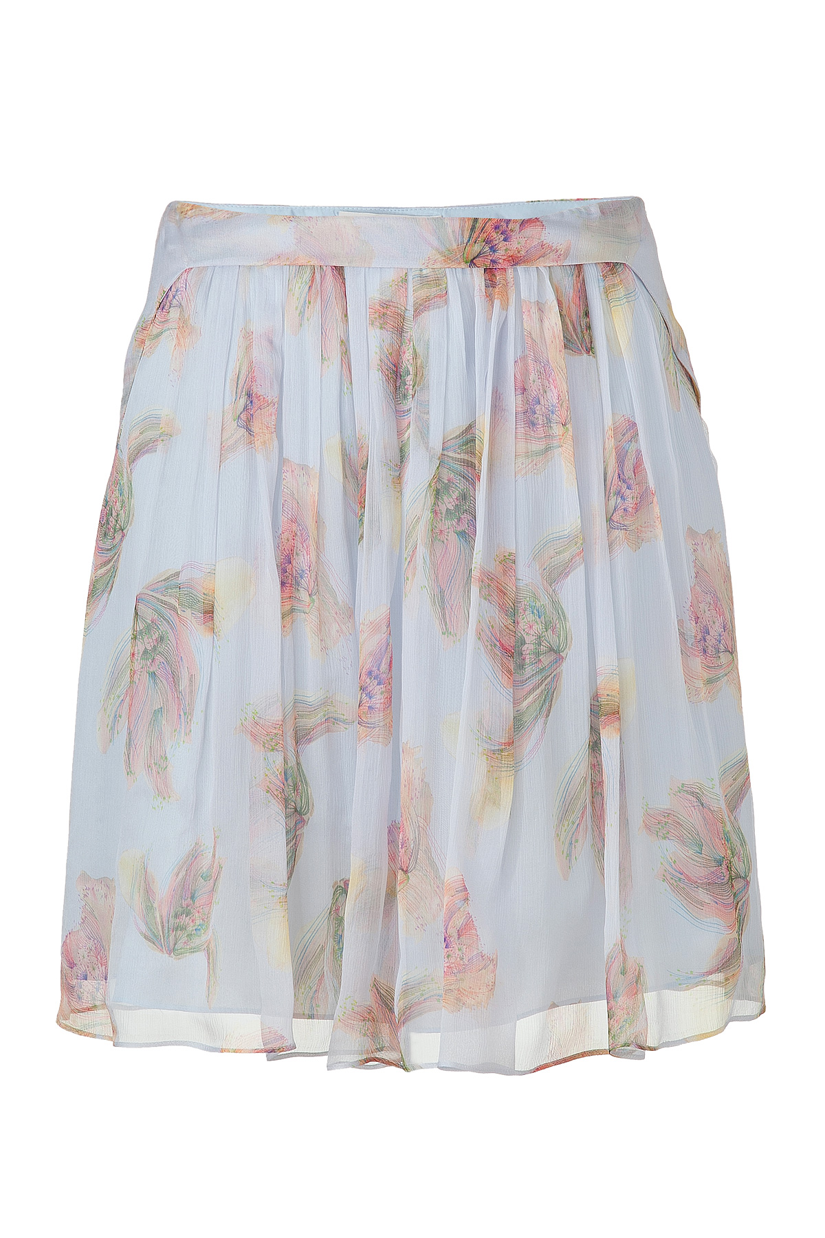 Cacharel Pastel Printed Silk Skirt in Blue Lyst