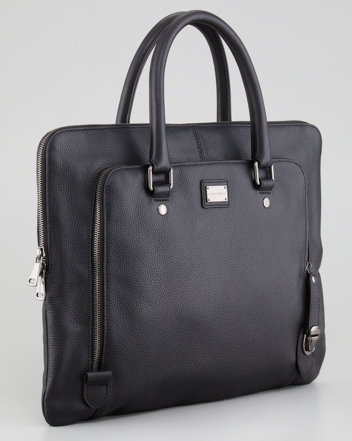 Dolce & Gabbana Leather Zip Portfolio Bag in Black for Men - Lyst