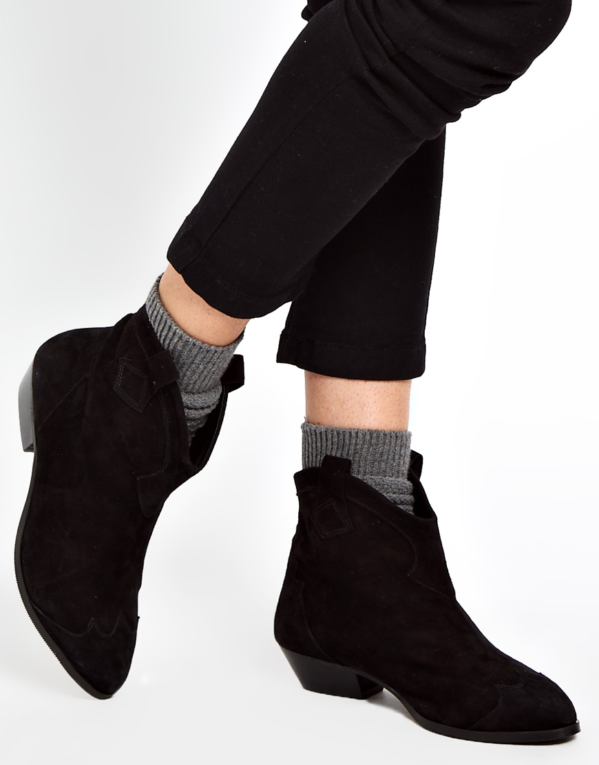 flat western ankle boots