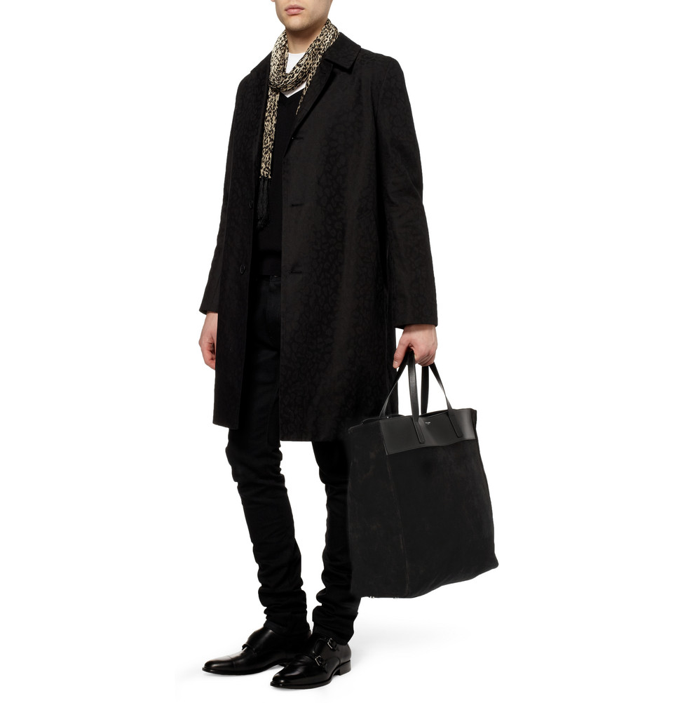 Saint Laurent Reversible Suede And Leather Tote Bag in Black for Men | Lyst