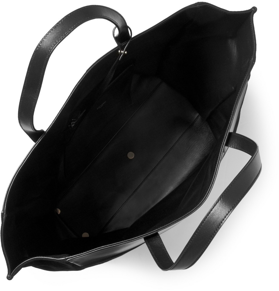 Saint Laurent Reversible Suede And Leather Tote Bag in Black for