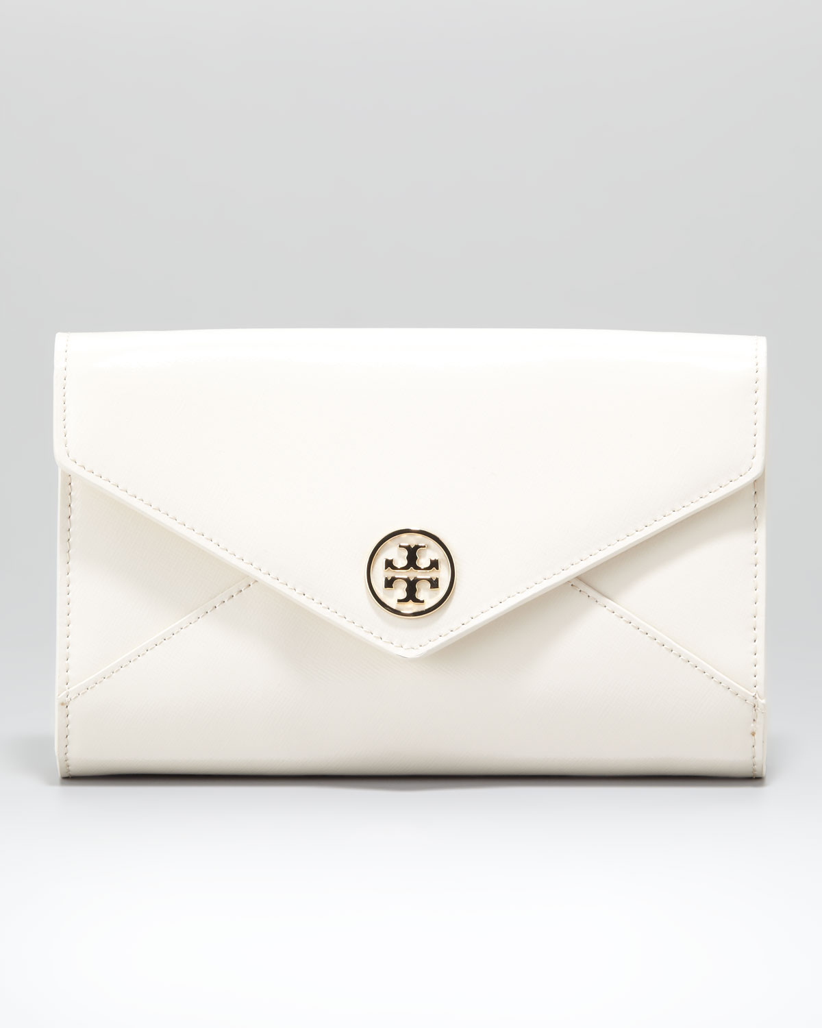 Tory burch Robinson Envelope Clutch Bag Small in White | Lyst