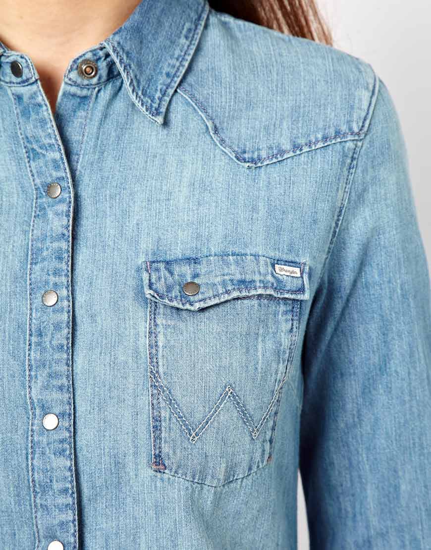 wrangler denim shirt womens