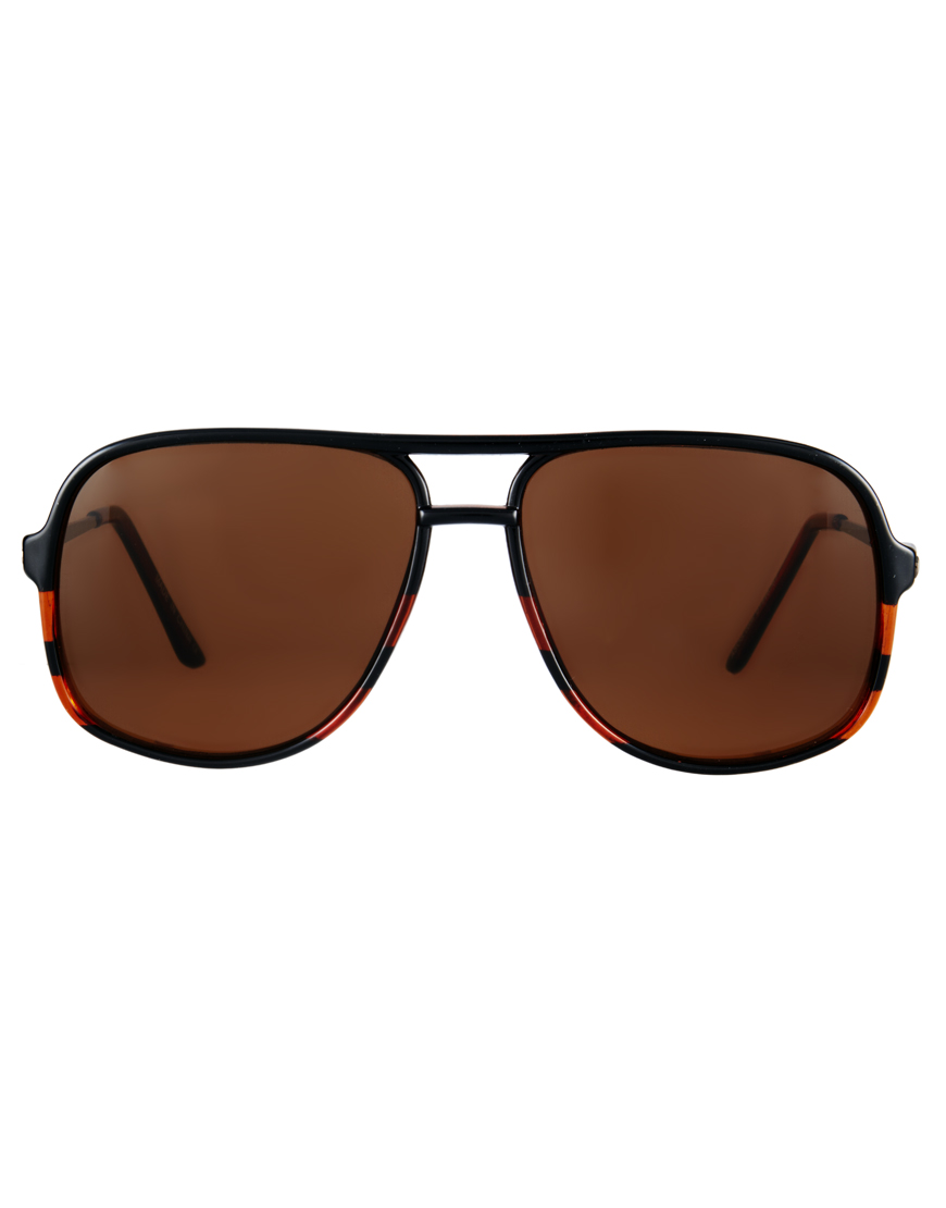 ASOS Asos Plastic Square Aviator Sunglasses in Brown for Men Lyst