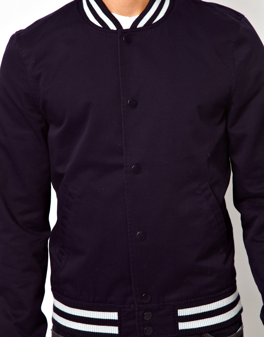 ASOS Varsity Jacket in Navy (Blue) for Men Lyst
