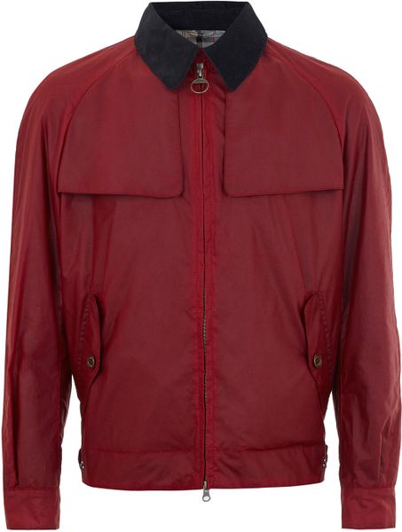 Barbour Red Waxed Cotton Bomber Jacket in Red for Men | Lyst