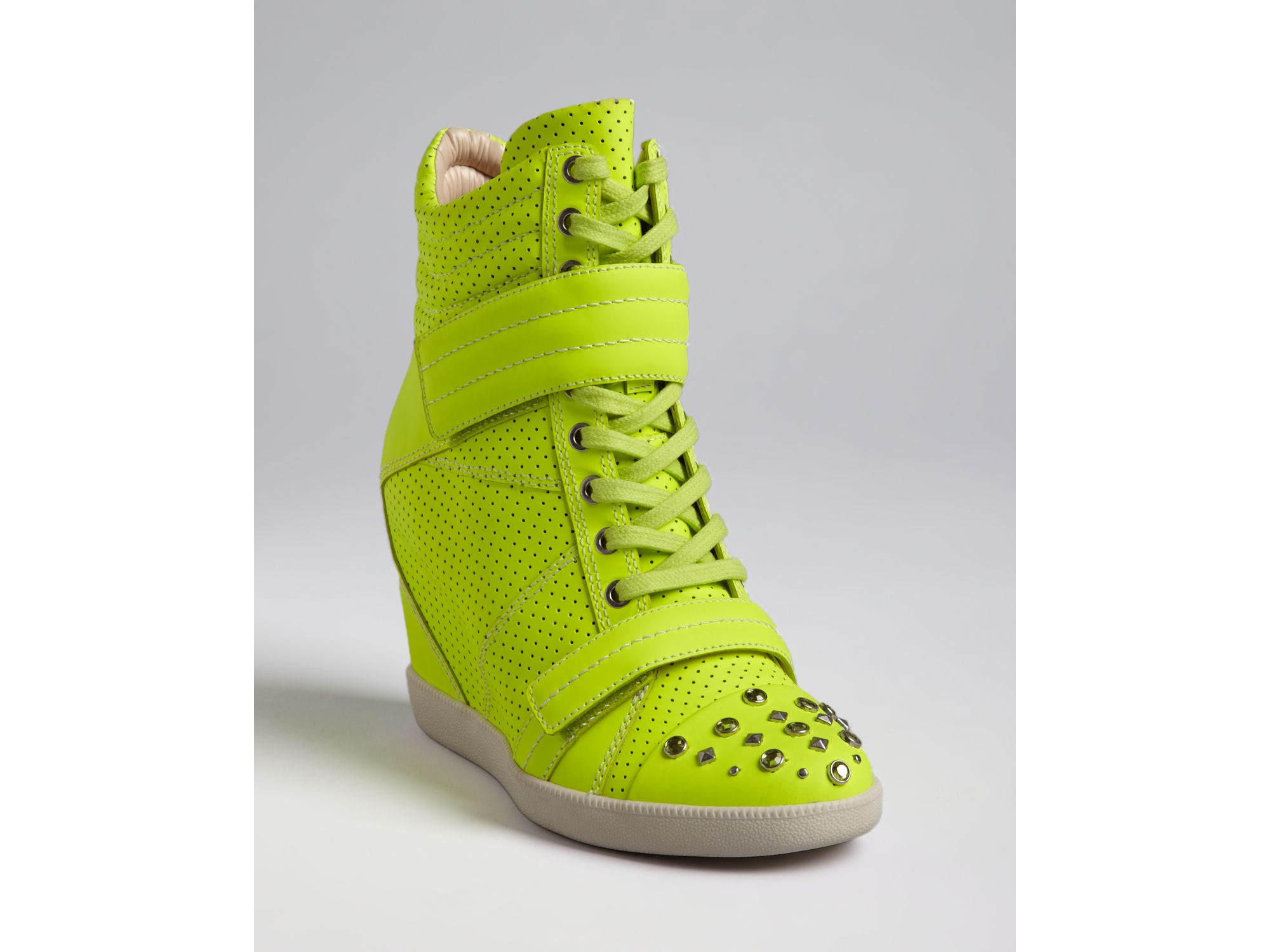 neon wedge sneakers