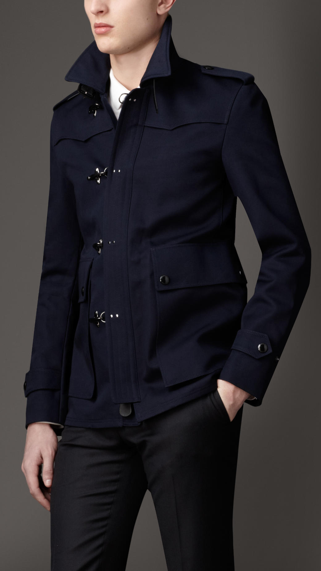 Lyst - Burberry Toggle Closure Coat in Blue for Men