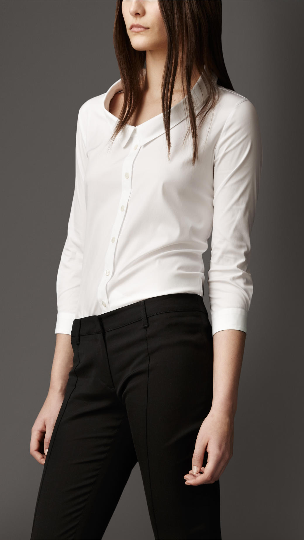 Burberry Dropped Collar Shirt in White | Lyst