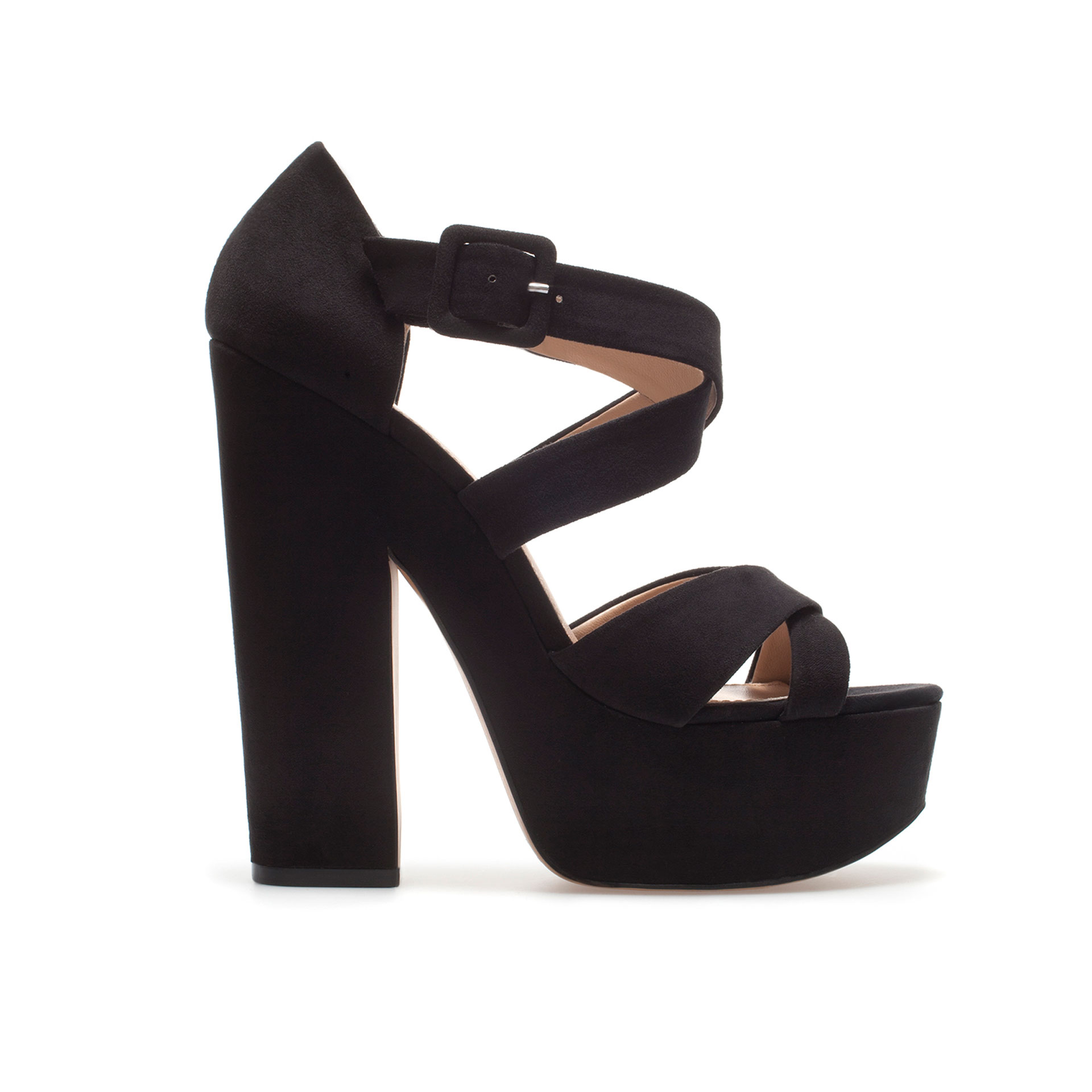 black platform trainers zara