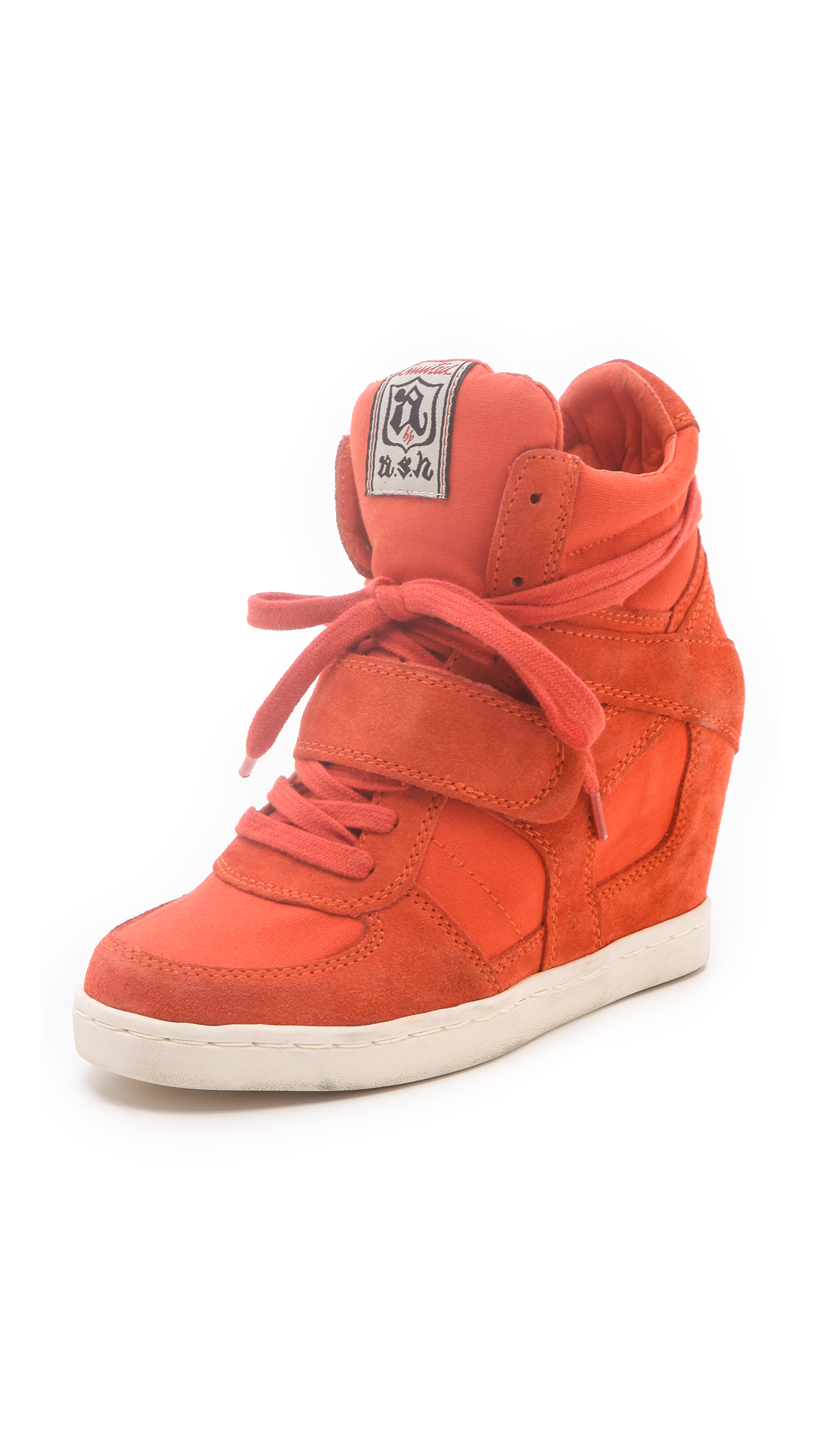 Ash Cool Suede Wedge Sneakers in Red (orange) | Lyst
