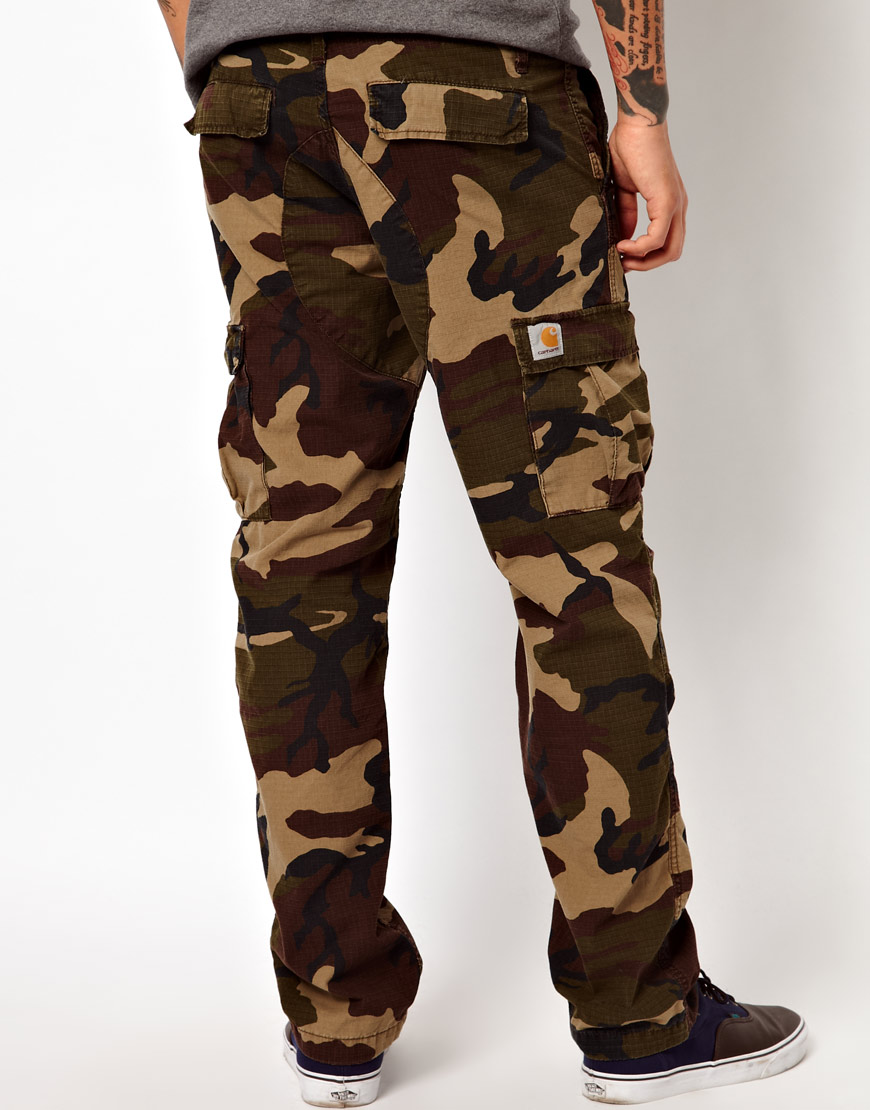 Lyst - Carhartt Cargo Trousers Aviation Slim Camo Ripstop in Natural ...
