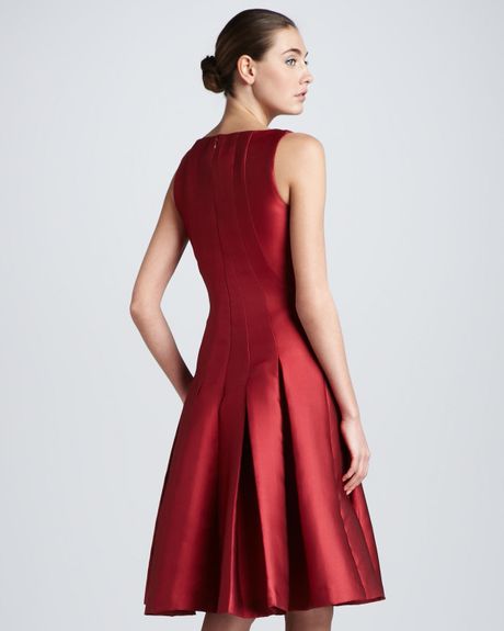 Carolina Herrera Dropwaist Duchess Cocktail Dress in Red (rose red) | Lyst
