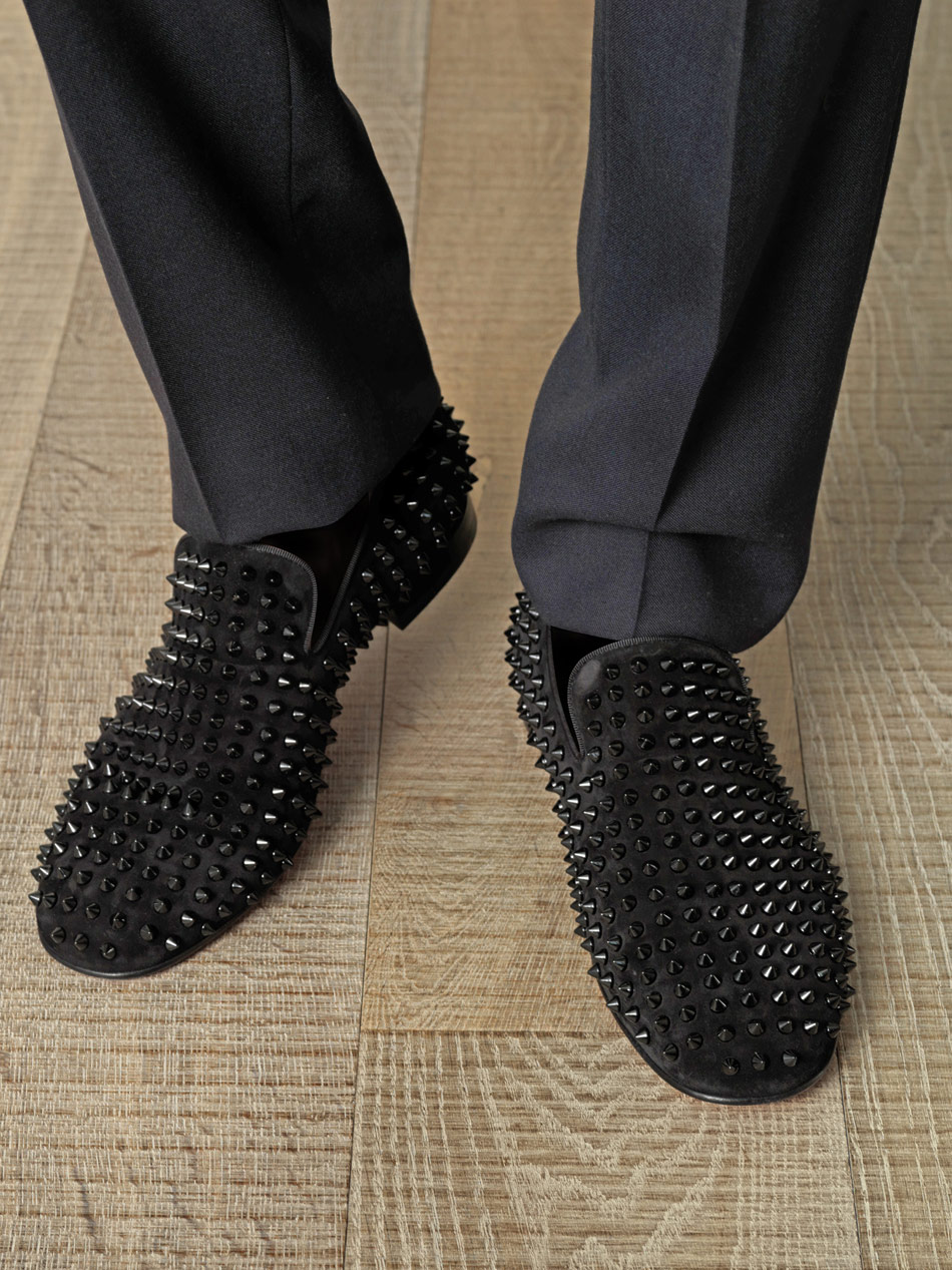 spiked loafers black