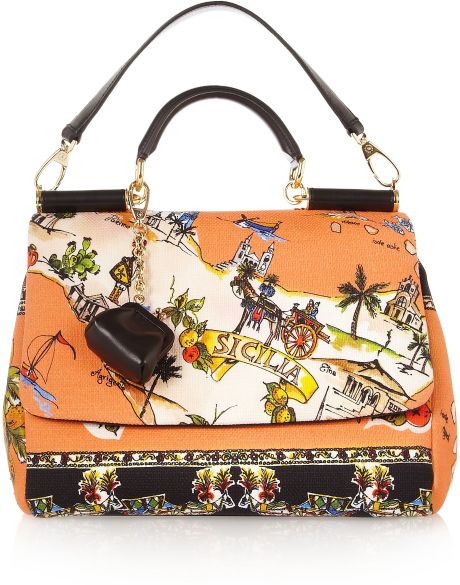 Dolce & Gabbana Printed Canvas and Leather Shoulder Bag in Multicolor ...